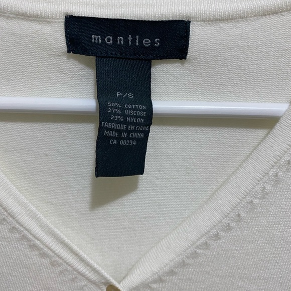 Mantles 3/4 Sleeve Pearl Button Cardigan White S - Picture 3 of 10